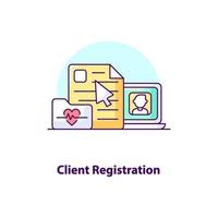 ícone de conceito de interface do usuário criativo de registro de cliente vetor