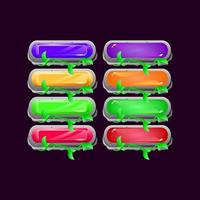 conjunto de pedra arredondada da interface do usuário do jogo deixa botão colorido de diamante e geléia para ilustração vetorial de elementos de recursos de interface do usuário vetor