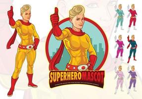 mascote super-heroína feminina para companhia vetor