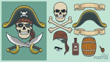 elementos piratas para a criação de mascote e logotipo vetor