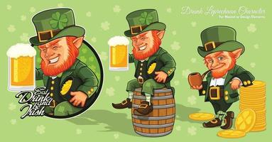 personagem de desenho animado leprechaun, dia de St.patrick vetor