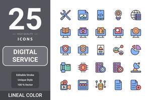 pacote de ícones de serviço digital vetor