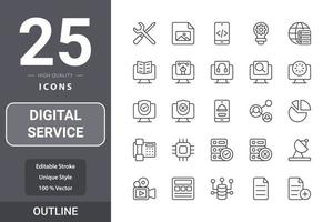 pacote de ícones de serviço digital para o design do seu site, logotipo, aplicativo, interface do usuário vetor