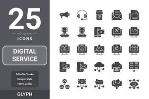 pacote de ícones de serviço digital para o design do seu site, logotipo, aplicativo, interface do usuário vetor