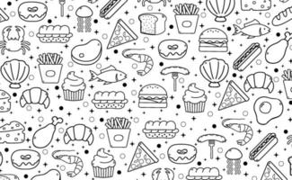 fundo branco abstrato com elementos de alimentos úteis - vetor