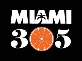 miami 305 com a símbolo do miami florida de praia Palma árvore e laranja. vetor