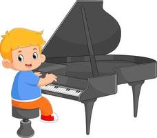 uma fofa Garoto é Aprendendo para jogar a piano vetor