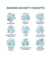 conjunto de ícones de conceito de segurança bancária vetor