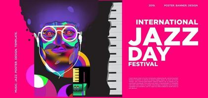 vetor colorido design de banner do dia internacional de jazz