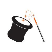 Magia chapéu e varinha ícone, logotipo ilustração Projeto vetor