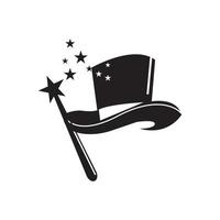Magia chapéu e varinha ícone, logotipo ilustração Projeto vetor