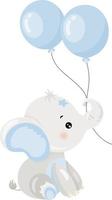 fofa bebê azul elefante segurando uma balão vetor