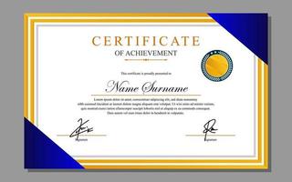 certificado Projeto simples moderno a4 luxo certificado azul ouro cor vetor