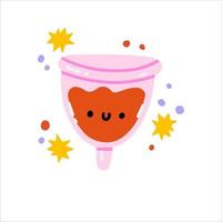 reutilizável menstrual copo para menstruação período. eco sanitário silicone fêmea dispositivo para vaginal higiene. orgânico higiênico recipiente. colori plano vetor ilustração isolado em branco fundo