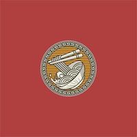 vintage ramen macarrão emblema logotipo vetor