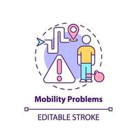 ícone do conceito de problemas de mobilidade vetor