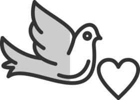 pomba com design de ícone de vetor de coração
