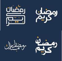 vetor ilustração do branco caligrafia com laranja Projeto elementos para Ramadã kareem desejos.