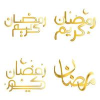 comemoro islâmico jejum mês com elegante dourado Ramadã kareem vetor ilustração.