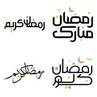 vetor Preto Ramadã kareem cumprimento cartão com árabe caligrafia Projeto.