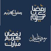 branco caligrafia e laranja Projeto elementos vetor ilustração para a comemorar a piedosos mês do Ramadã.