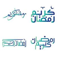 vetor gradiente verde e azul Ramadã kareem cumprimento cartão com árabe caligrafia Projeto.