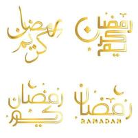 comemoro Ramadã kareem com islâmico dourado caligrafia vetor ilustração.