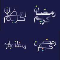 limpar \ limpo branco lustroso Ramadã kareem caligrafia pacote com colorida luzes vetor