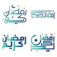 vetor ilustração do gradiente verde e azul Ramadã kareem caligrafia para muçulmano celebrações.