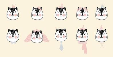 ilustração em vetor bonitinho de diferentes raças de gatos. um conjunto de  retratos de gatos fofos com emoções diferentes em um estilo simples de  desenho animado. 7532833 Vetor no Vecteezy