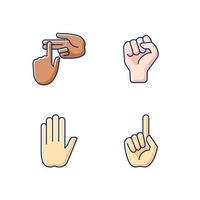 conjunto de ícones de cores rgb de gestos de mão vetor