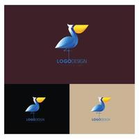 isto é a imagem logotipo do uma pelicano em pé dentro azul cor com amarelo bico vetor