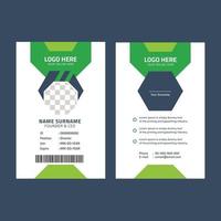 layout de cartão de identificação verde e preto vetor
