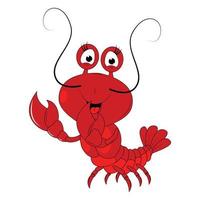 fofa lagosta animal desenho animado vetor