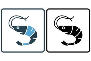 camarão ícone ilustração. ícone relacionado para frutos do mar. sólido ícone estilo. simples vetor Projeto editável