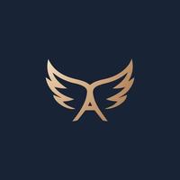 luxo e moderno asas uma carta logotipo Projeto vetor