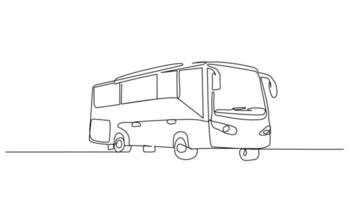 contínuo linha arte ou 1 linha desenhando ônibus para vetor ilustração, público transporte. ônibus viajando conceito. gráfico Projeto moderno contínuo linha desenhando