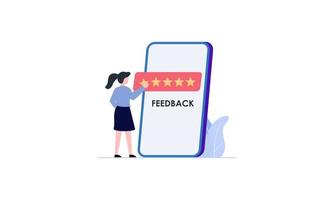 avaliação de feedback do avaliações e povos trabalho de experiência com clientes através desempenho ilustração vetor