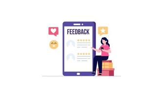 avaliação de feedback do avaliações e povos trabalho de experiência com clientes através desempenho ilustração vetor