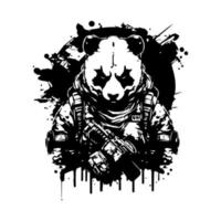 Bravo panda logotipo Preto e branco mão desenhado ilustração vetor