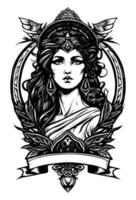 lindo egípcio Cleópatra símbolo Preto e branco mão desenhado logotipo ilustração vetor
