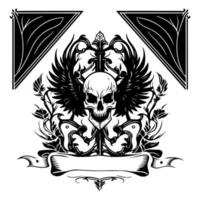 crânio para metal banda álbum cobrir ilustração vetor
