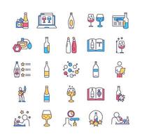 conjunto de ícones de cores rgb degustação de álcool vetor