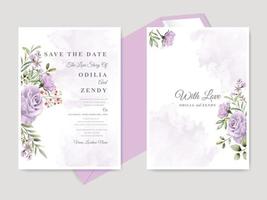modelo de cartão de convite de casamento lindo floral desenhado à mão