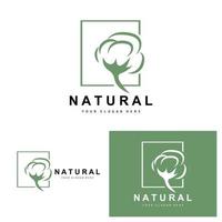 algodão logotipo, natural biológico orgânico plantar projeto, beleza têxtil e roupas vetor, suave algodão flores vetor