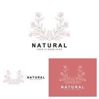 simples botânico folha e flor logotipo, vetor natural linha estilo, decoração projeto, bandeira, folheto, Casamento convite, e produtos branding