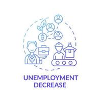 ícone do conceito de diminuição do desemprego vetor