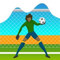 Jogador de goleiro de futebol moderno Minimalista Brasil para Copa do mundo 2018 Pegue uma bola com vetor de fundo gradiente Ilustração