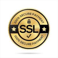 ssl certificado ouro e Preto rótulo vetor ilustração