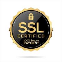 ssl certificado ouro e Preto rótulo vetor ilustração